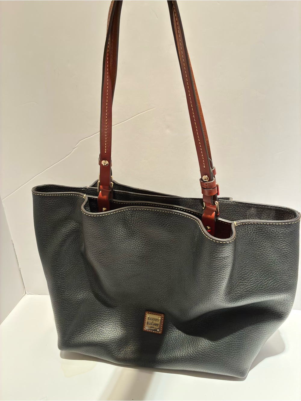Dooney & Bourke Black Pebble Shoulder Bag with Dark Contrast Trim, Pristine!